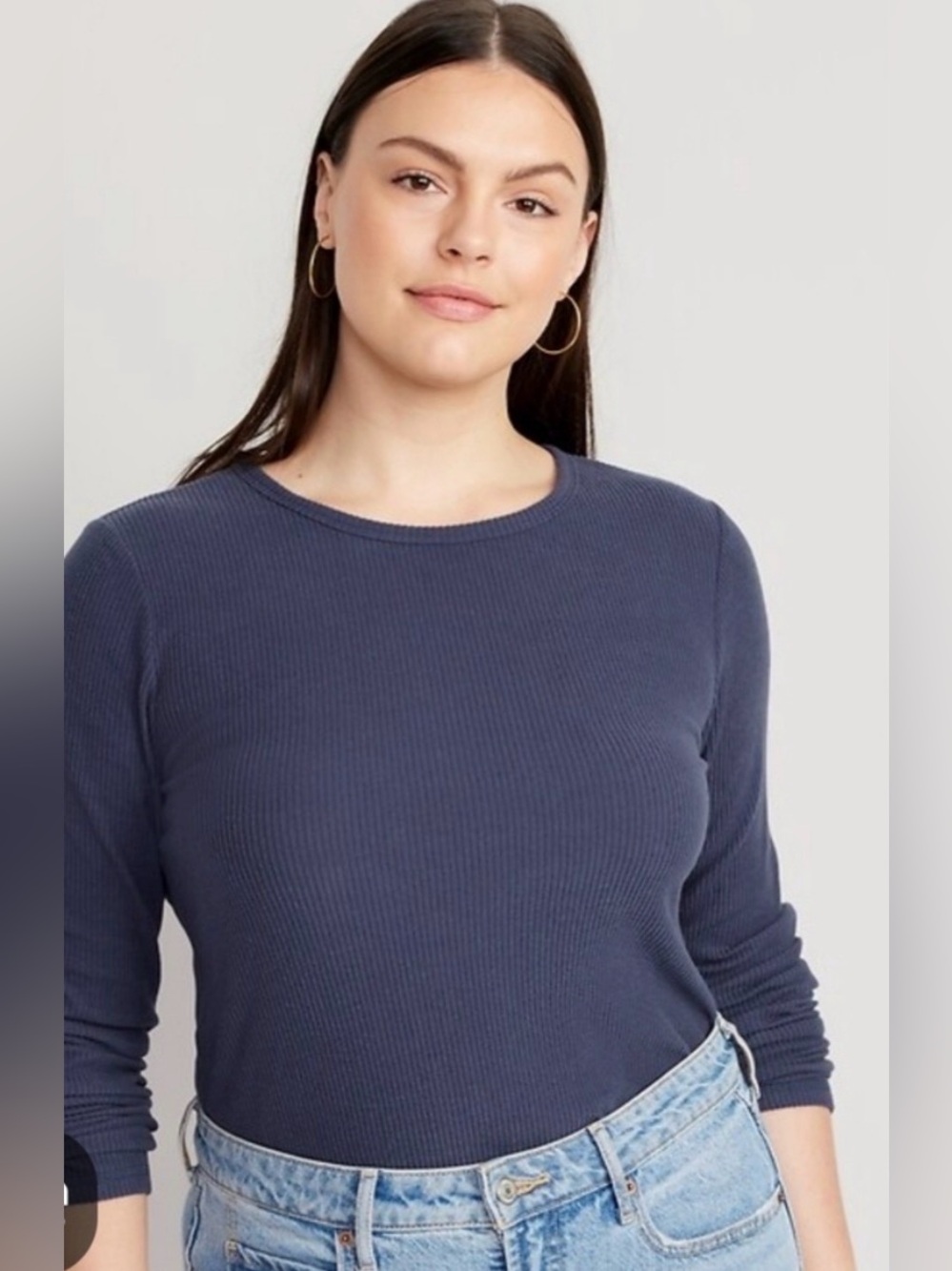 Old Navy small tall Women's Long Sleeve Ribbed Crewneck Top - Navy Blue